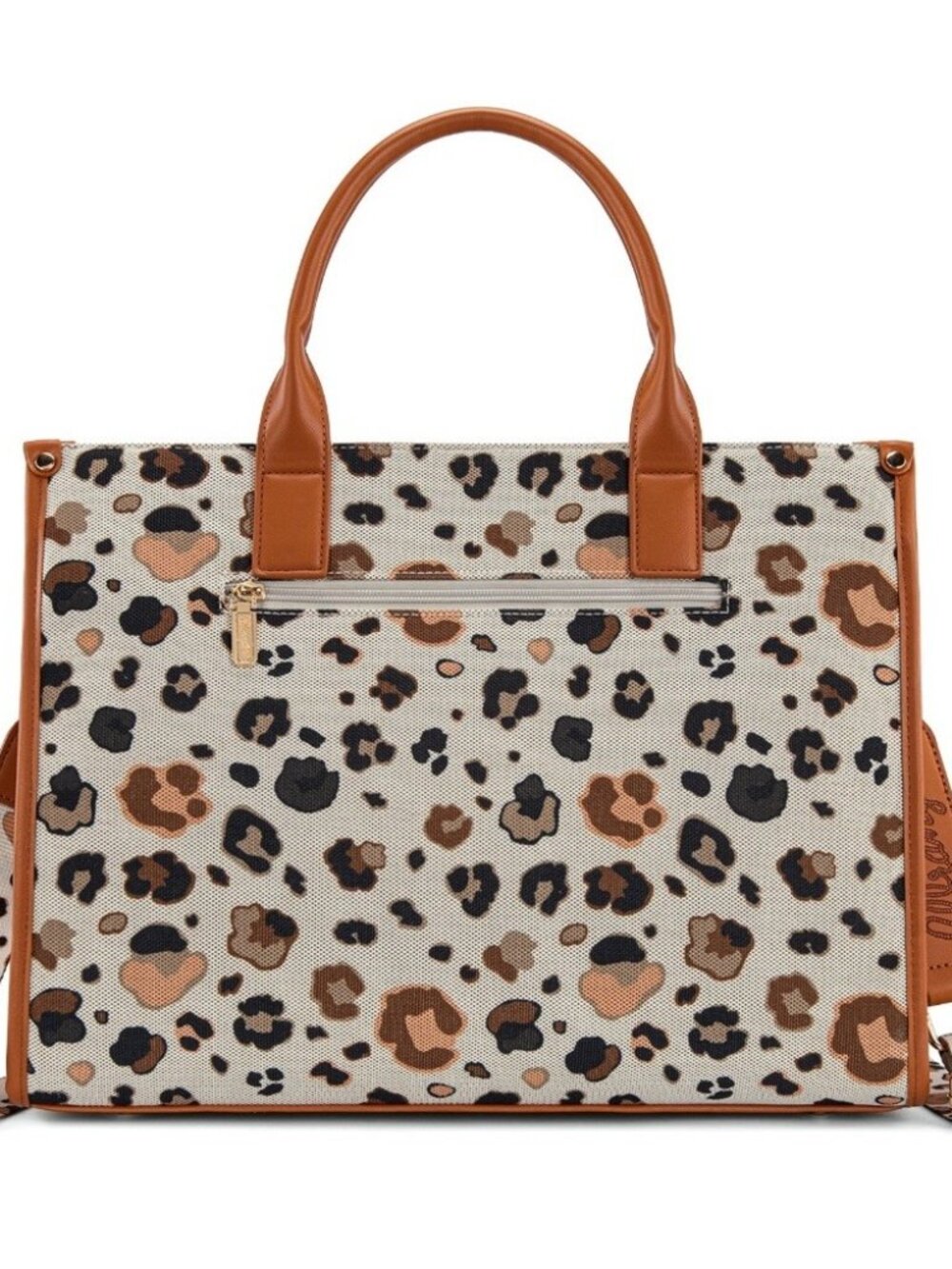 Wrangler Leopard Print Canvas Oversized Tote with Adjustable Strap Brown - Picture 2 of 8